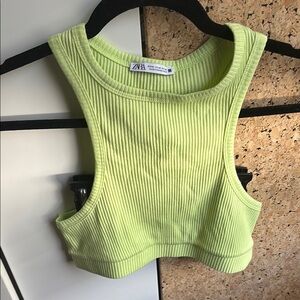Zara Lime Green Ribbed Crop Top